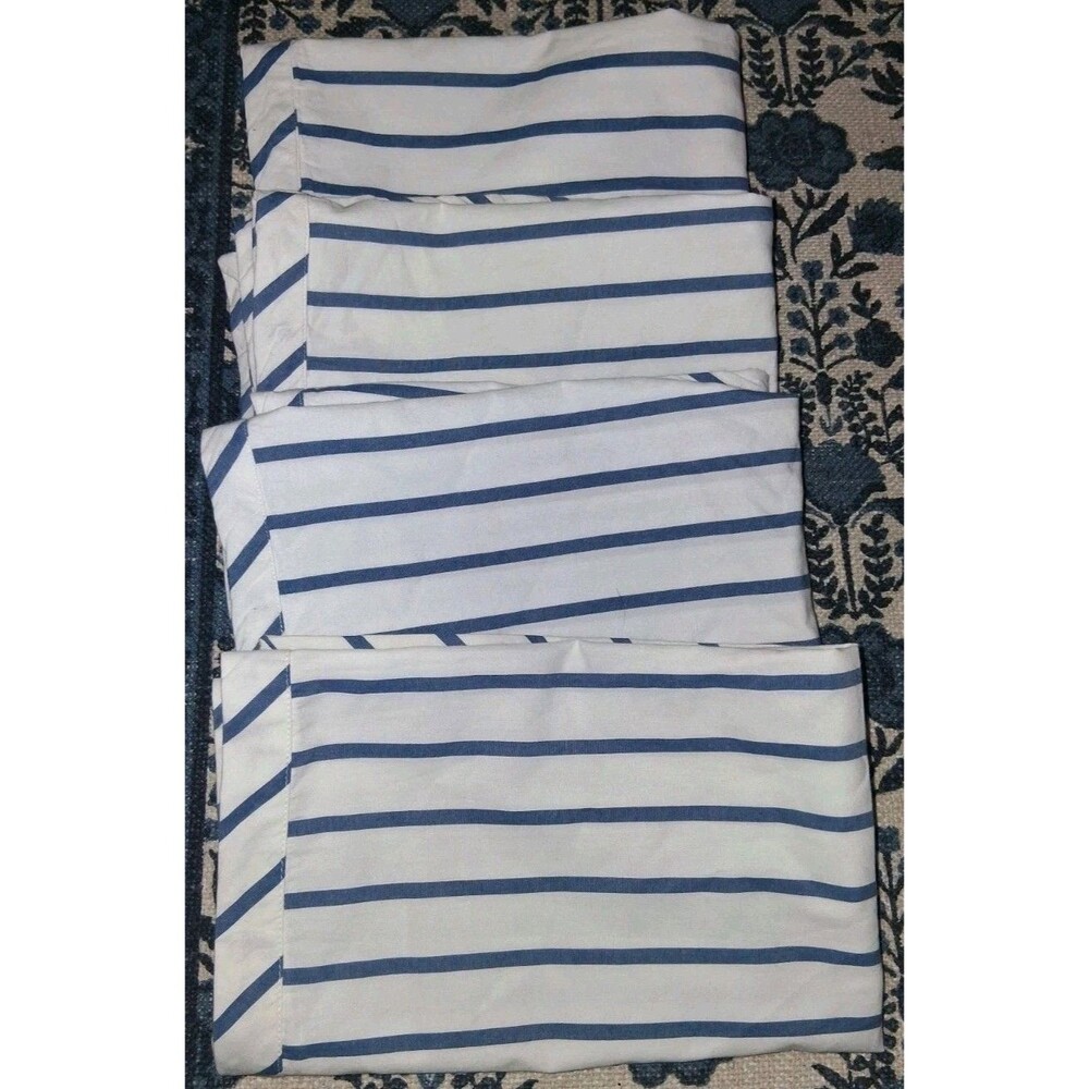 Vtg Lauren Ralph Lauren Stripe Queen Pillowcases 4pc Set Blue White Coastal Prep